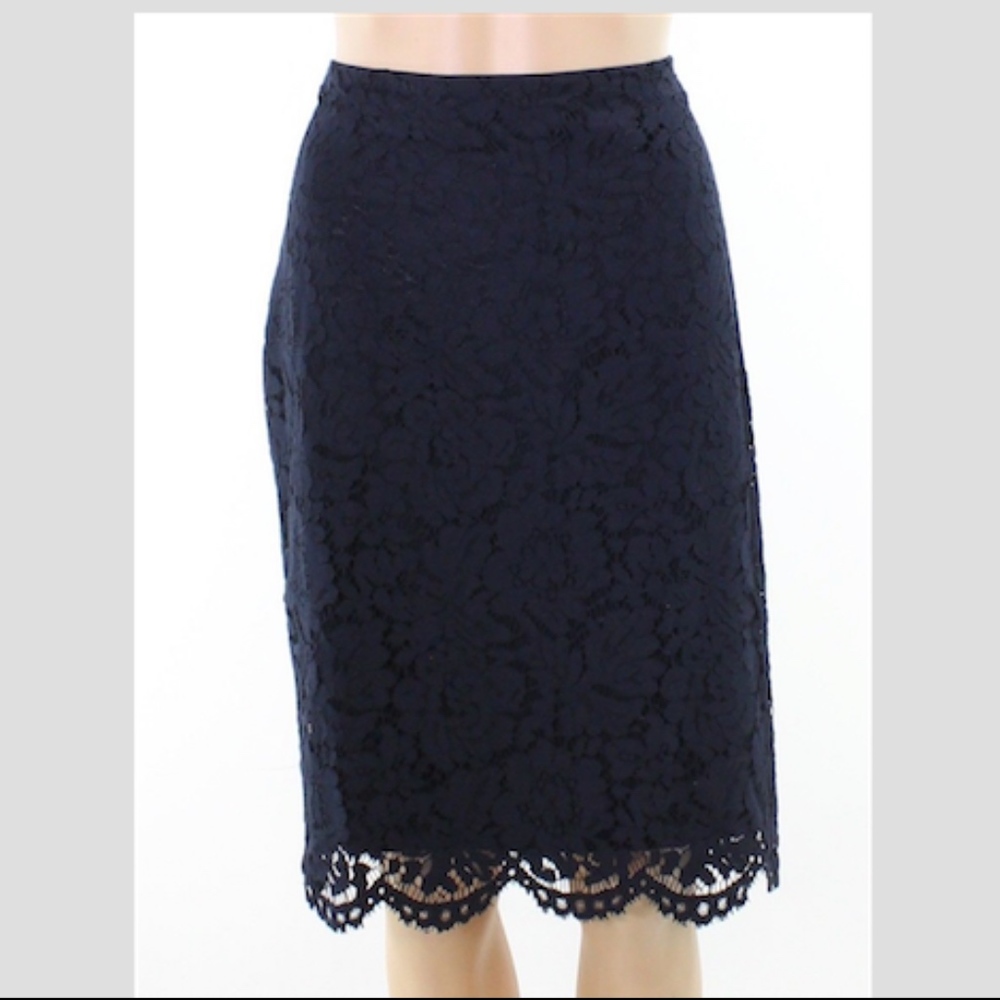 Lauren Ralph Lauren Floral-Lace Pencil Skirt Navy